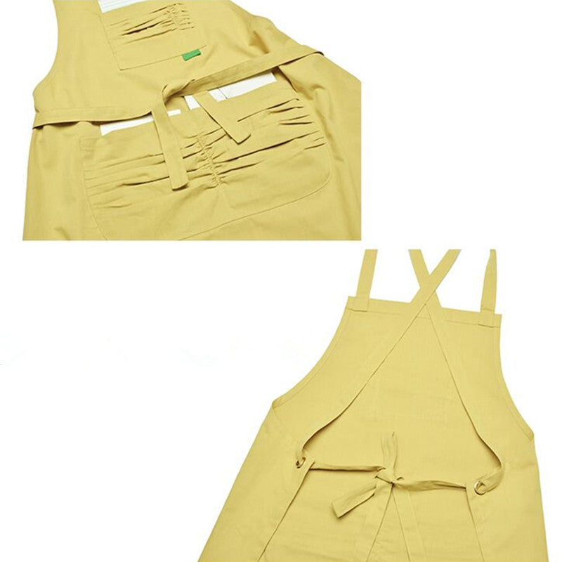 Cross-back Cotton Apron Restaurant Waiter Waitress Barista Cafe Bartender Baker Pastry Culinary Uniform Florist Artist Workwear