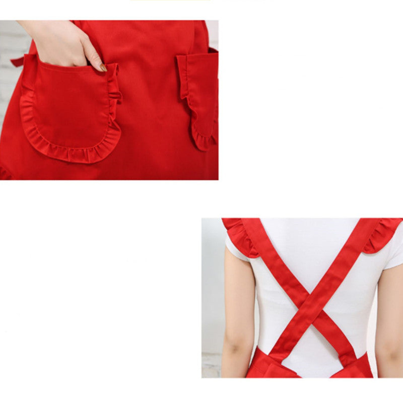 Polyester Cotton Frilly Apron Florist Waitress Coffee Shop Pastry Chef Workwear Bistro Cafe Barista Baker Flower Shop Uniform