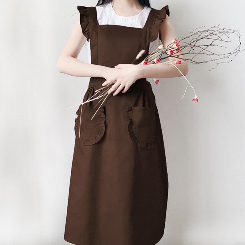 Polyester Cotton Frilly Apron Florist Waitress Coffee Shop Pastry Chef Workwear Bistro Cafe Barista Baker Flower Shop Uniform