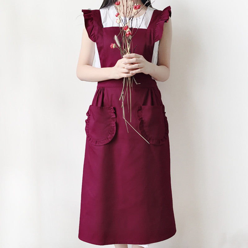 Polyester Cotton Frilly Apron Florist Waitress Coffee Shop Pastry Chef Workwear Bistro Cafe Barista Baker Flower Shop Uniform