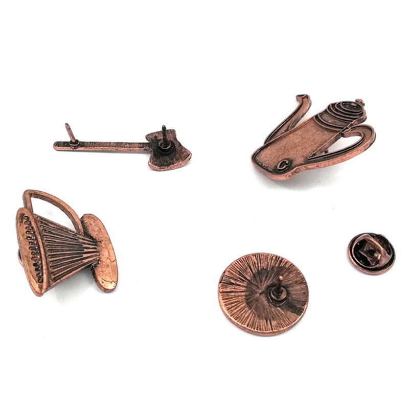 Metal Cafe Badge Set for Uniform of Barista Waiter Waitress Gadget for Coffee Roaster Coffee Maker Bar Bistro w/ Needle Pin