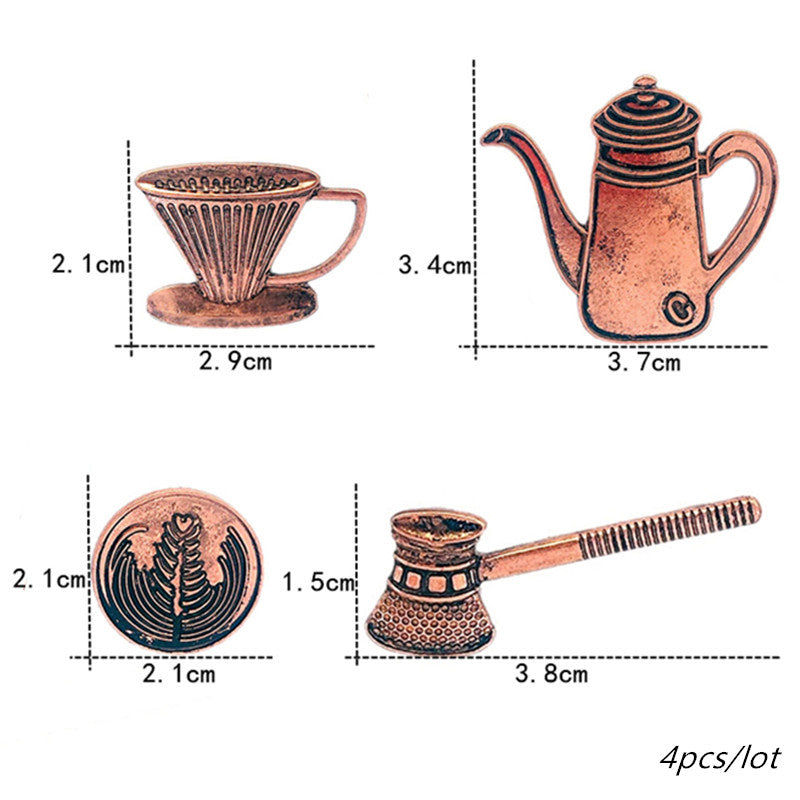 Metal Cafe Badge Set for Uniform of Barista Waiter Waitress Gadget for Coffee Roaster Coffee Maker Bar Bistro w/ Needle Pin