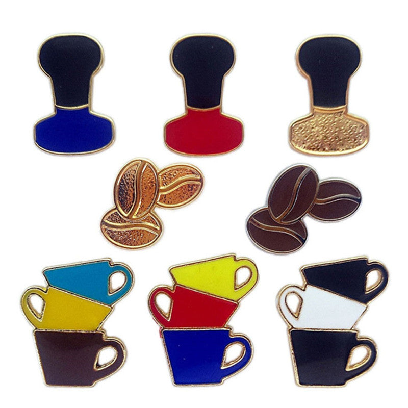 Metal Cafe Badge Set for Uniform of Barista Waiter Waitress Gadget for Coffee Roaster Coffee Maker Bar Bistro w/ Needle Pin