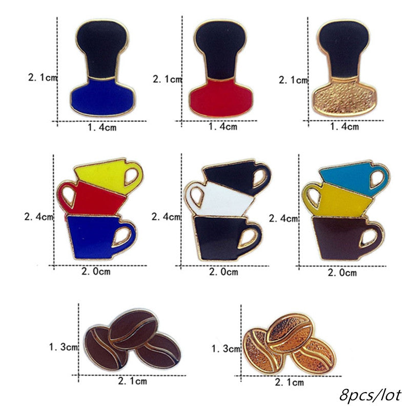 Metal Cafe Badge Set for Uniform of Barista Waiter Waitress Gadget for Coffee Roaster Coffee Maker Bar Bistro w/ Needle Pin