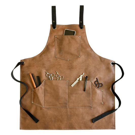 Cross-back PU Apron Cafe Barista Bartender Pastry Chef Restaurant Grill BBQ Uniform Florist Barber Carpenter Painter Workwear