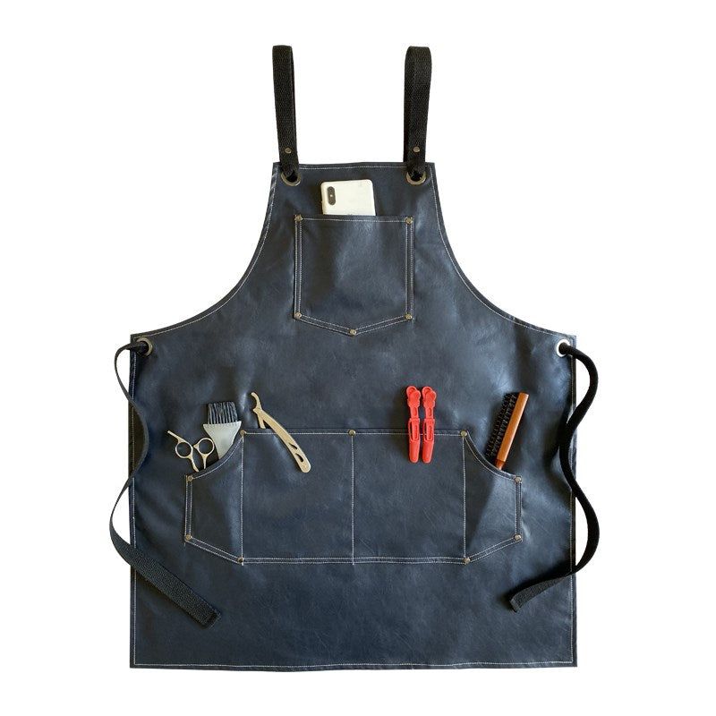Cross-back PU Apron Cafe Barista Bartender Pastry Chef Restaurant Grill BBQ Uniform Florist Barber Carpenter Painter Workwear