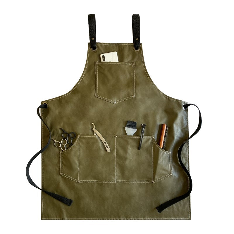 Cross-back PU Apron Cafe Barista Bartender Pastry Chef Restaurant Grill BBQ Uniform Florist Barber Carpenter Painter Workwear