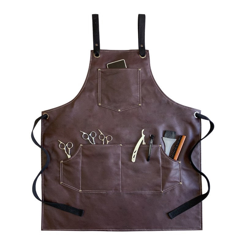 Cross-back PU Apron Cafe Barista Bartender Pastry Chef Restaurant Grill BBQ Uniform Florist Barber Carpenter Painter Workwear