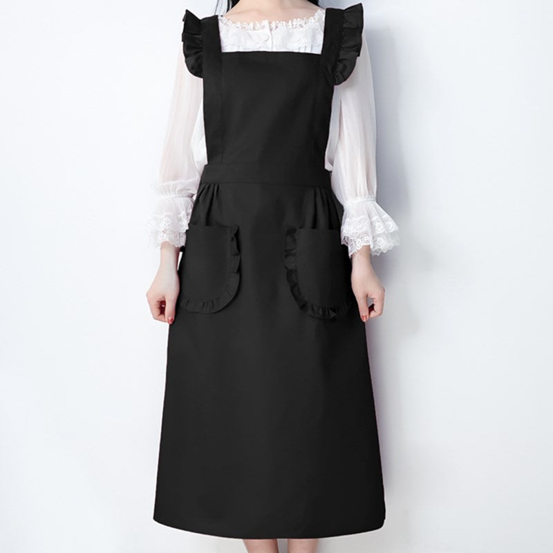 Polyester Cotton Frilly Apron Florist Waitress Coffee Shop Pastry Chef Workwear Bistro Cafe Barista Baker Flower Shop Uniform