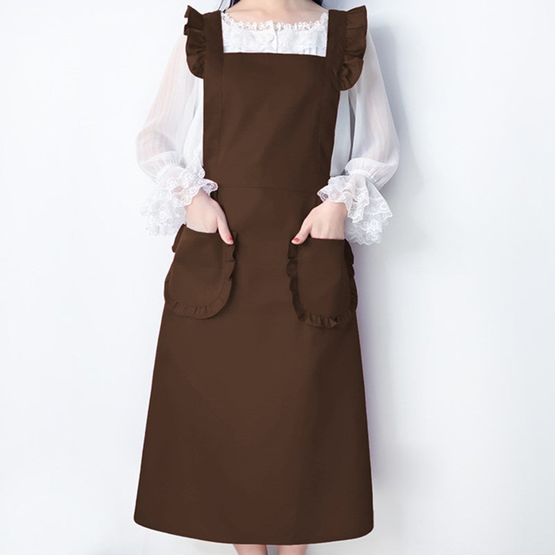 Polyester Cotton Frilly Apron Florist Waitress Coffee Shop Pastry Chef Workwear Bistro Cafe Barista Baker Flower Shop Uniform