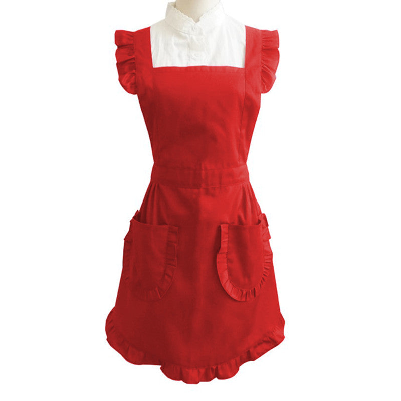 Polyester Cotton Frilly Apron Florist Waitress Coffee Shop Pastry Chef Cook Workwear Bakery Flower Shop Tea House Uniform