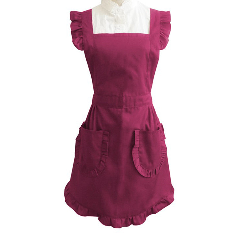 Polyester Cotton Frilly Apron Florist Waitress Coffee Shop Pastry Chef Cook Workwear Bakery Flower Shop Tea House Uniform