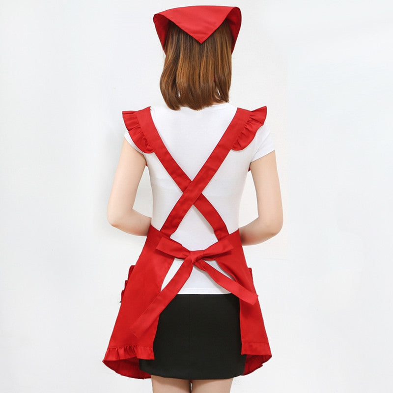 Polyester Cotton Frilly Apron Florist Waitress Coffee Shop Pastry Chef Cook Workwear Bakery Flower Shop Tea House Uniform