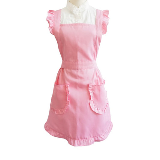 Polyester Cotton Frilly Apron Florist Waitress Coffee Shop Pastry Chef Cook Workwear Bakery Flower Shop Tea House Uniform