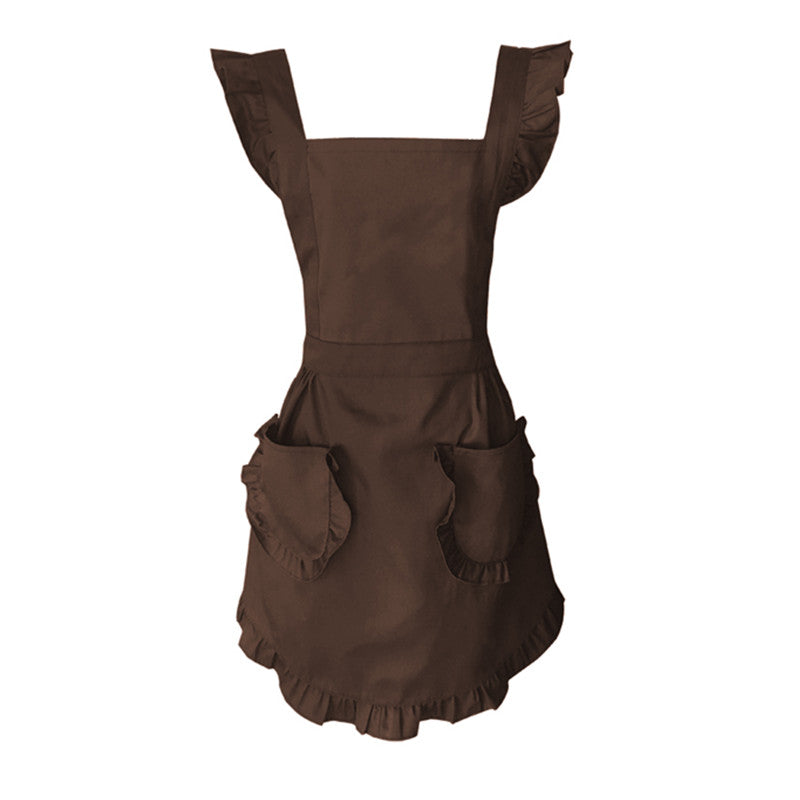 Polyester Cotton Frilly Apron Florist Waitress Coffee Shop Pastry Chef Cook Workwear Bakery Flower Shop Tea House Uniform