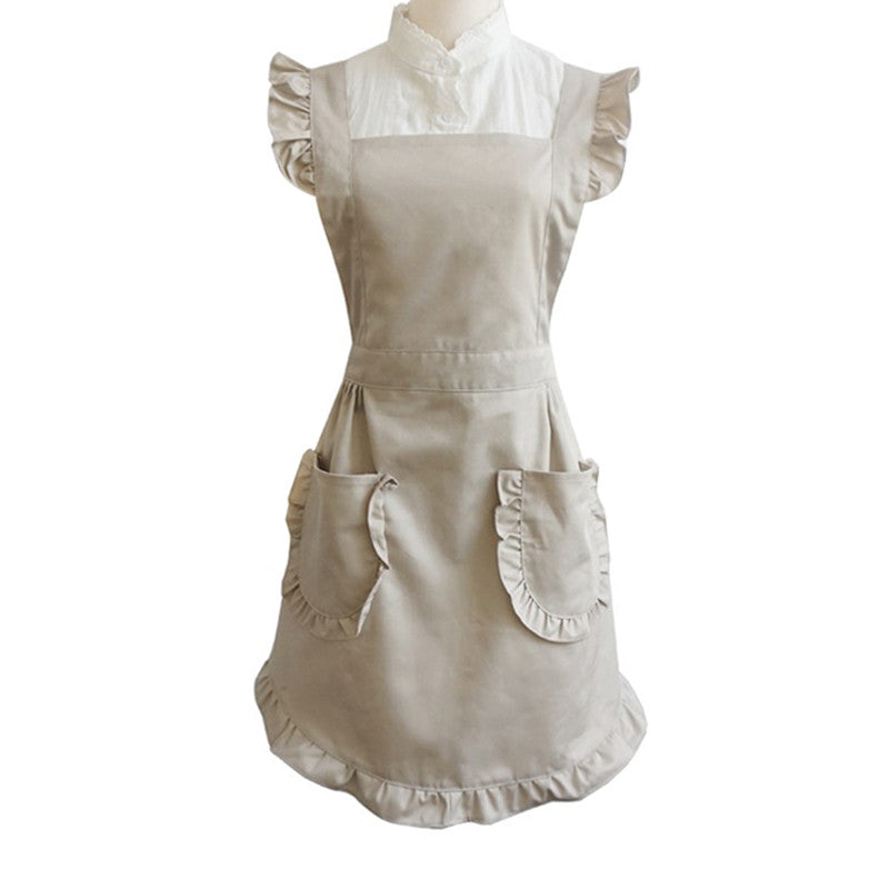 Polyester Cotton Frilly Apron Florist Waitress Coffee Shop Pastry Chef Cook Workwear Bakery Flower Shop Tea House Uniform