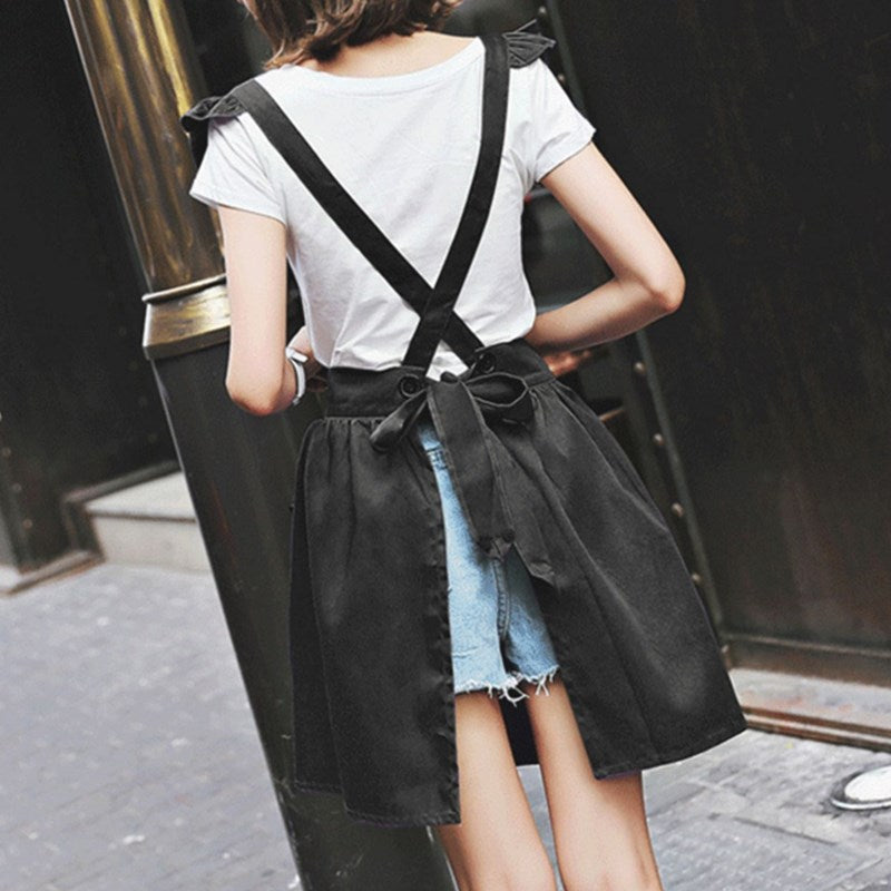 Purple Polyester Cotton Frilly Apron Pink Florist Waitress Coffee Shop Pastry Chef Workwear Black Cafe Bakery Flower Shop Uniform