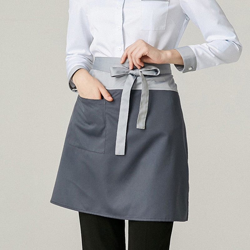 Gray Polyester Cotton Waist Apron Barista Waitstaff Bartender Pastry Culinary Uniform Restaurant Cafe Retail Shop Work Wear