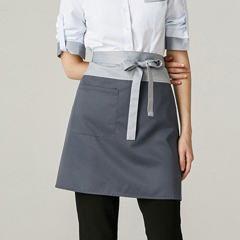 Gray Polyester Cotton Waist Apron Barista Waitstaff Bartender Pastry Culinary Uniform Restaurant Cafe Retail Shop Work Wear
