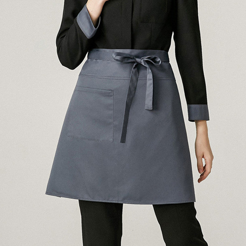 Gray Polyester Cotton Waist Apron Barista Waitstaff Bartender Pastry Culinary Uniform Restaurant Cafe Retail Shop Work Wear