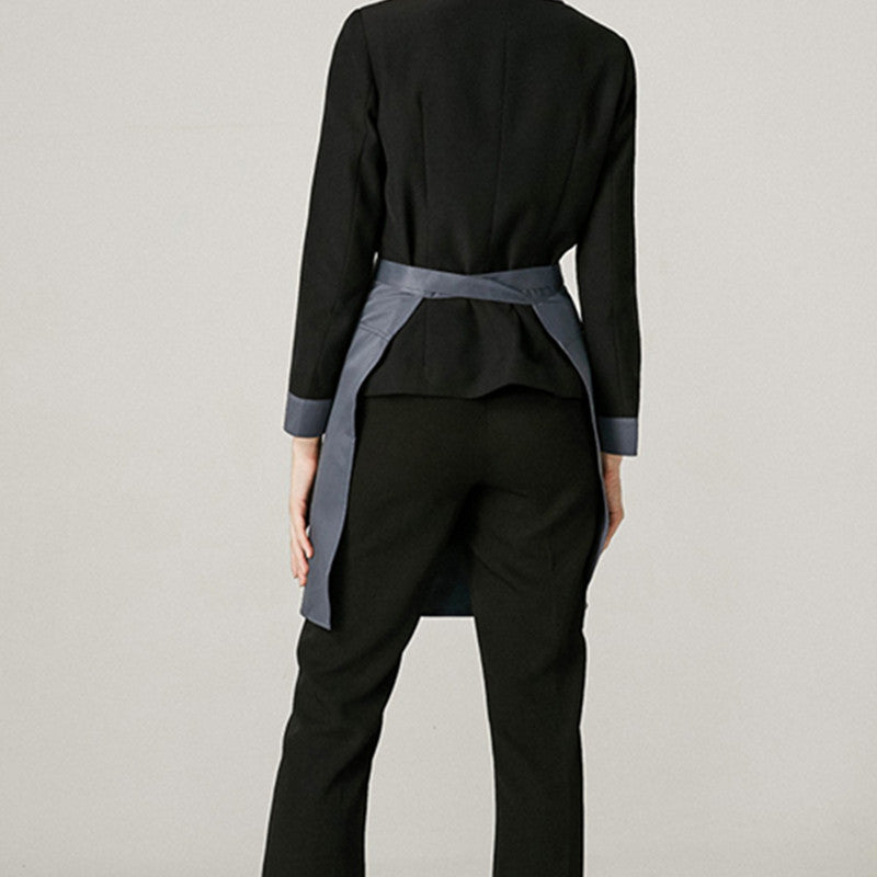 Gray Polyester Cotton Waist Apron Barista Waitstaff Bartender Pastry Culinary Uniform Restaurant Cafe Retail Shop Work Wear