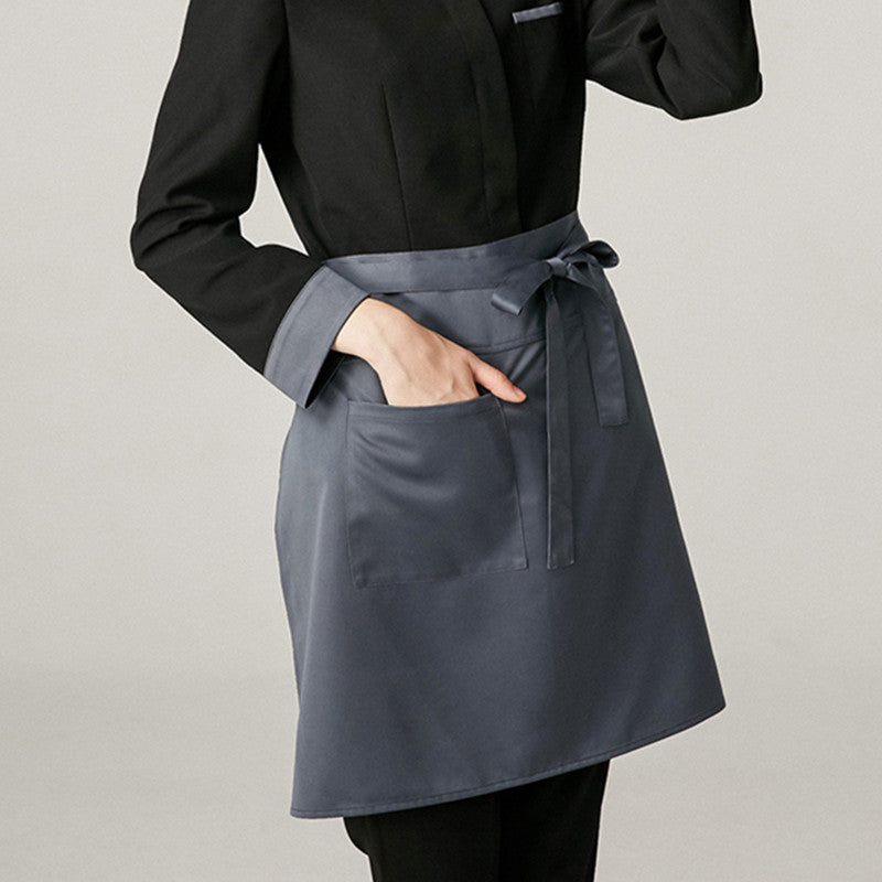 Gray Polyester Cotton Waist Apron Barista Waitstaff Bartender Pastry Culinary Uniform Restaurant Cafe Retail Shop Work Wear
