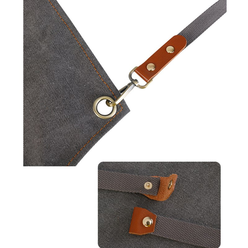 Cross-back Short Canvas Apron Barista Bartender Pastry Chef Catering Uniform Florist Barber Gardener Painter Workwear