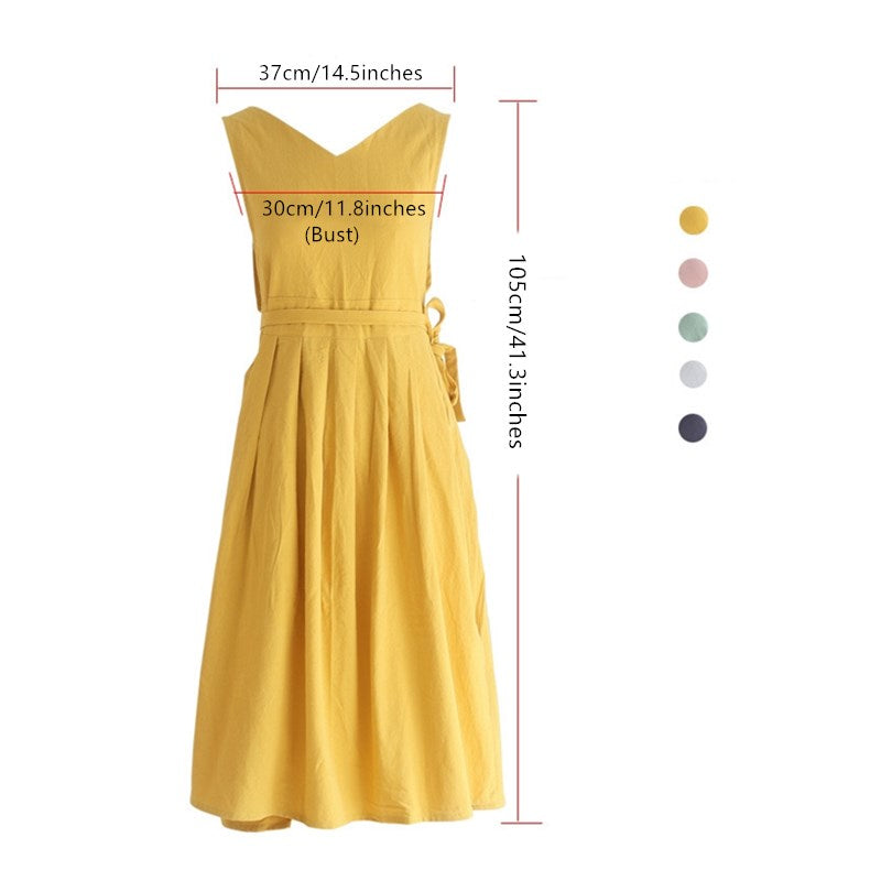 Split-leg Cotton Apron Florist Artist Work Wear Waitress Cafe Barista Pastry Chef Catering Uniform