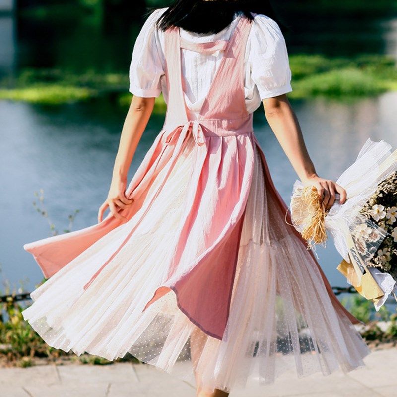 Split-leg Cotton Apron Florist Artist Work Wear Waitress Cafe Barista Pastry Chef Catering Uniform