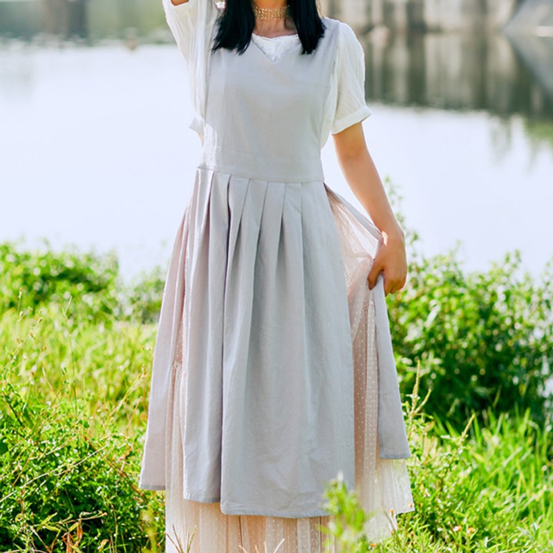 Split-leg Cotton Apron Florist Artist Work Wear Waitress Cafe Barista Pastry Chef Catering Uniform