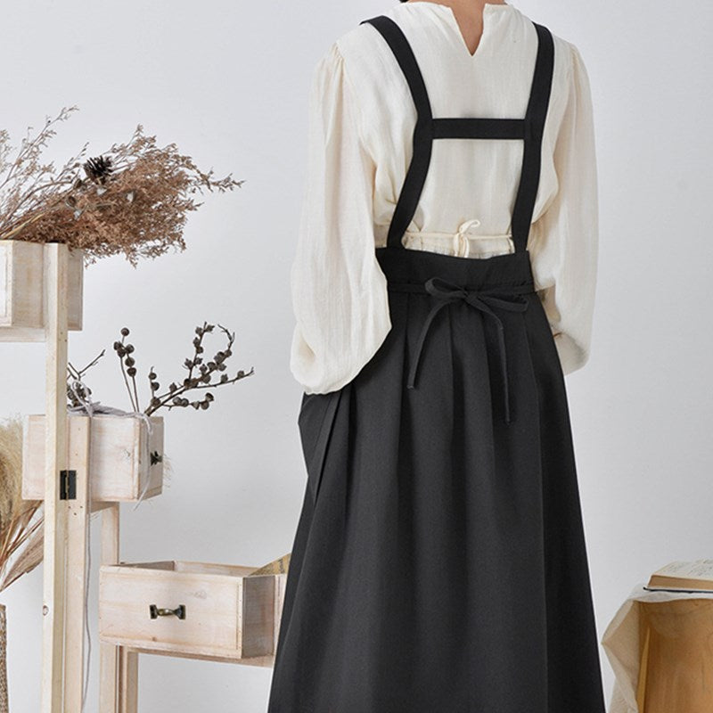 Waterproof Cross-back Cotton Apron Florist Artist Crafting Workwear Waitress Cafe Barista Restaurant Bistro Pastry Chef Uniform