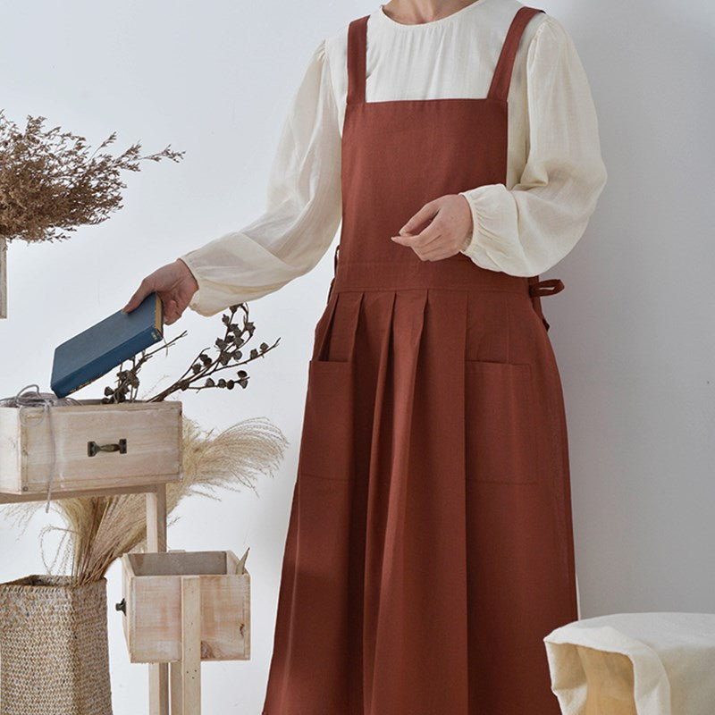 Waterproof Cross-back Cotton Apron Florist Artist Crafting Workwear Waitress Cafe Barista Restaurant Bistro Pastry Chef Uniform