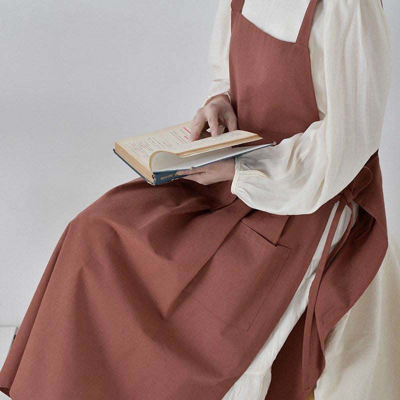 Waterproof Cross-back Cotton Apron Florist Artist Crafting Workwear Waitress Cafe Barista Restaurant Bistro Pastry Chef Uniform