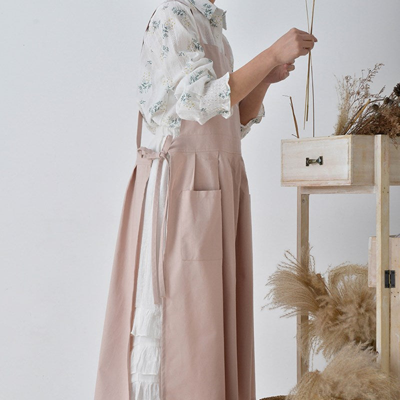 Waterproof Cross-back Cotton Apron Florist Artist Crafting Workwear Waitress Cafe Barista Restaurant Bistro Pastry Chef Uniform