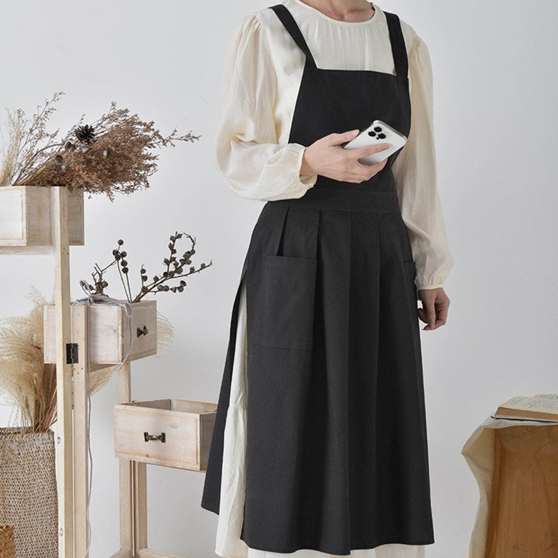 Waterproof Cross-back Cotton Apron Florist Artist Crafting Workwear Waitress Cafe Barista Restaurant Bistro Pastry Chef Uniform