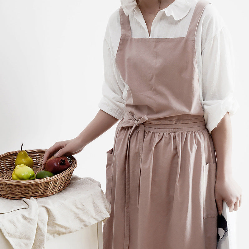 Cross-back Cotton Apron Florist Artist Gardener Ceramicist Workwear Waitress Cafe Barista Restaurant Pastry Chef Uniform