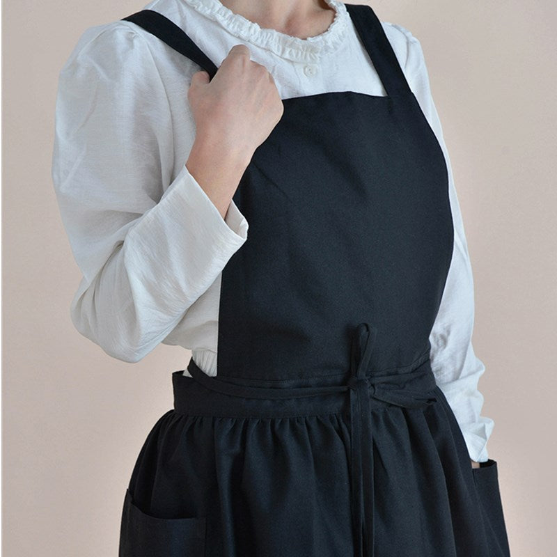 Cross-back Cotton Apron Florist Artist Gardener Ceramicist Workwear Waitress Cafe Barista Restaurant Pastry Chef Uniform