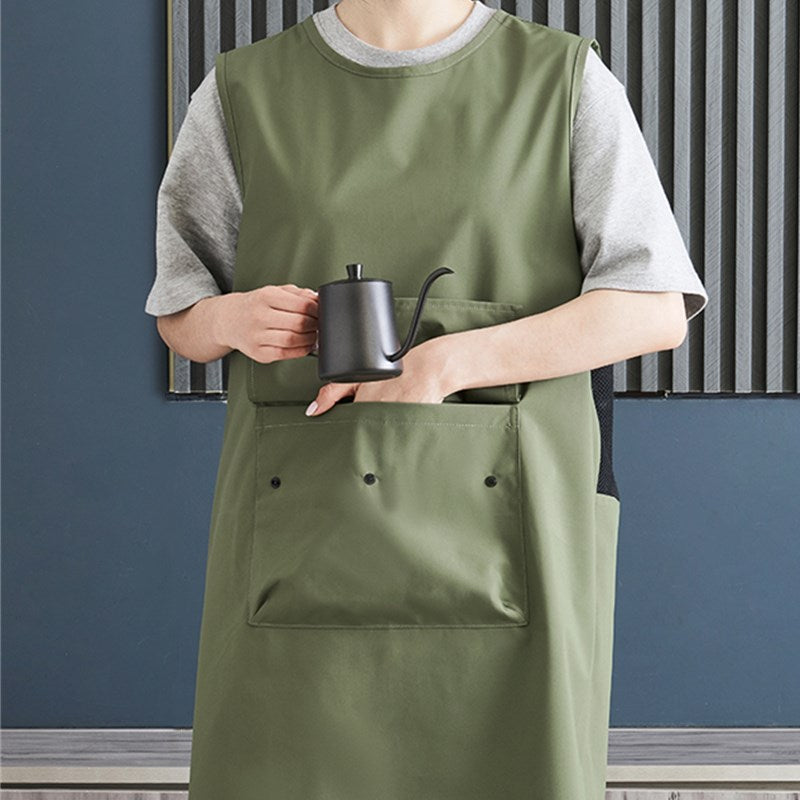 Waterproof Polyester Cotton Apron Green Cafe Barista Pastry Chef Bakery Bartender Uniform Black Florist Painter Gardener Workwear