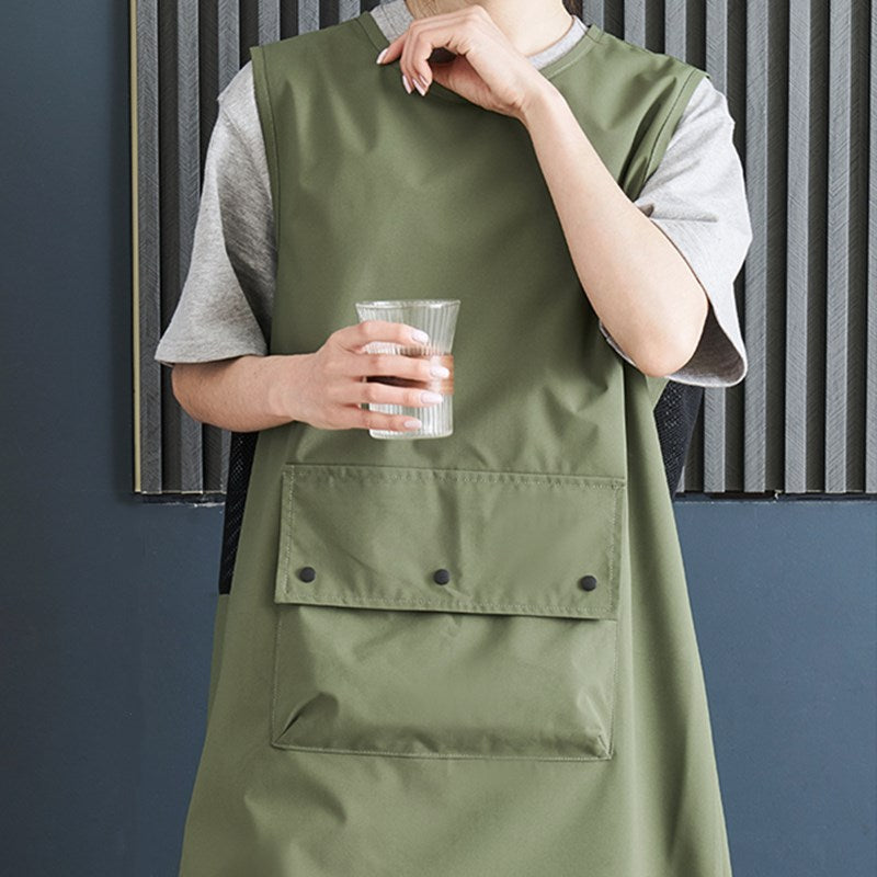 Waterproof Polyester Cotton Apron Green Cafe Barista Pastry Chef Bakery Bartender Uniform Black Florist Painter Gardener Workwear