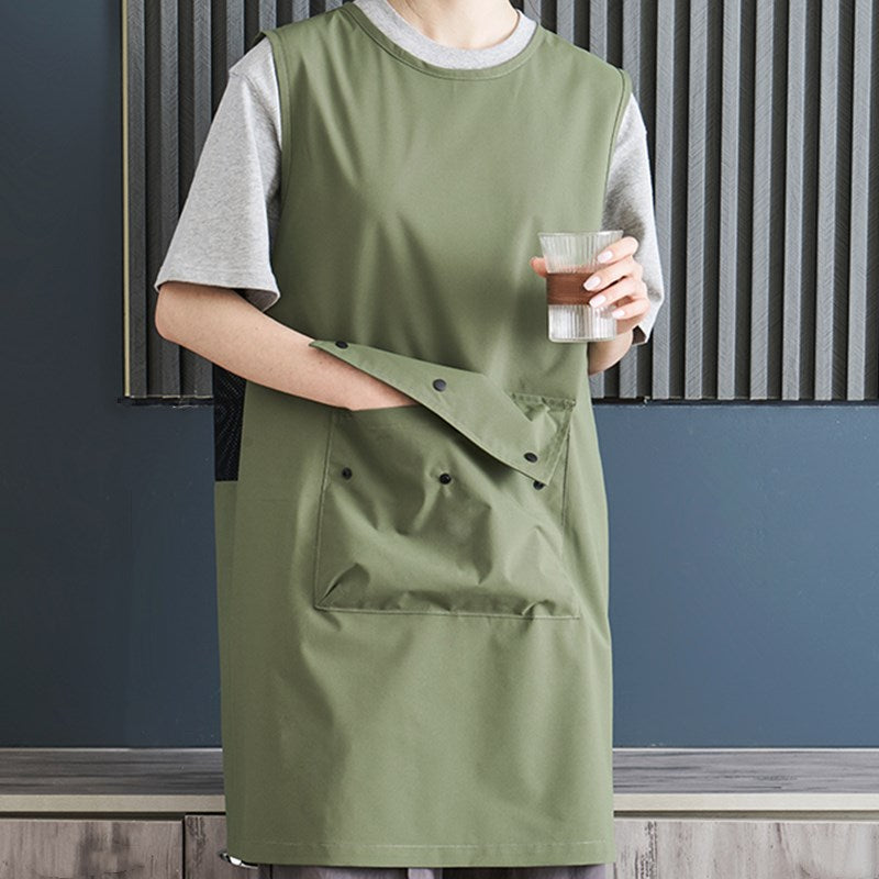 Waterproof Polyester Cotton Apron Green Cafe Barista Pastry Chef Bakery Bartender Uniform Black Florist Painter Gardener Workwear