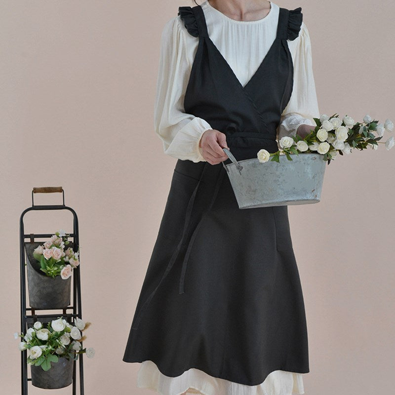 Waterproof Polyester Cotton Apron Florist Artist Work wear Waitress Cafe Barista Restaurant Pastry Chef Uniform