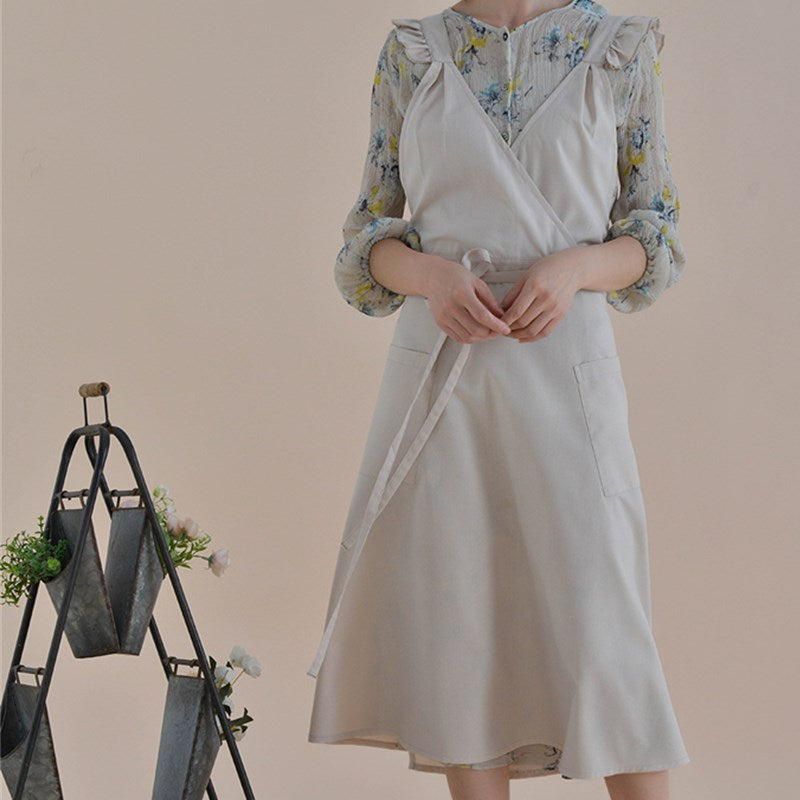 Waterproof Polyester Cotton Apron Florist Artist Work wear Waitress Cafe Barista Restaurant Pastry Chef Uniform