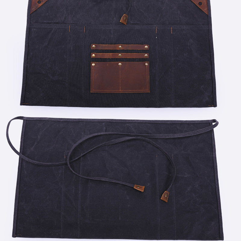 Hard Waxed Canvas Waist Apron Florist Gardener Painter Artist Carpenter Maintenance Craft Plumber Heavy Duty Labor Work Wear