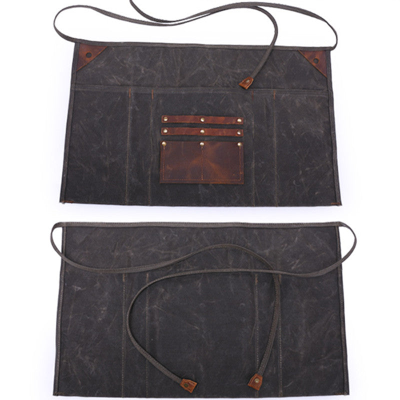 Hard Waxed Canvas Waist Apron Florist Gardener Painter Artist Carpenter Maintenance Craft Plumber Heavy Duty Labor Work Wear