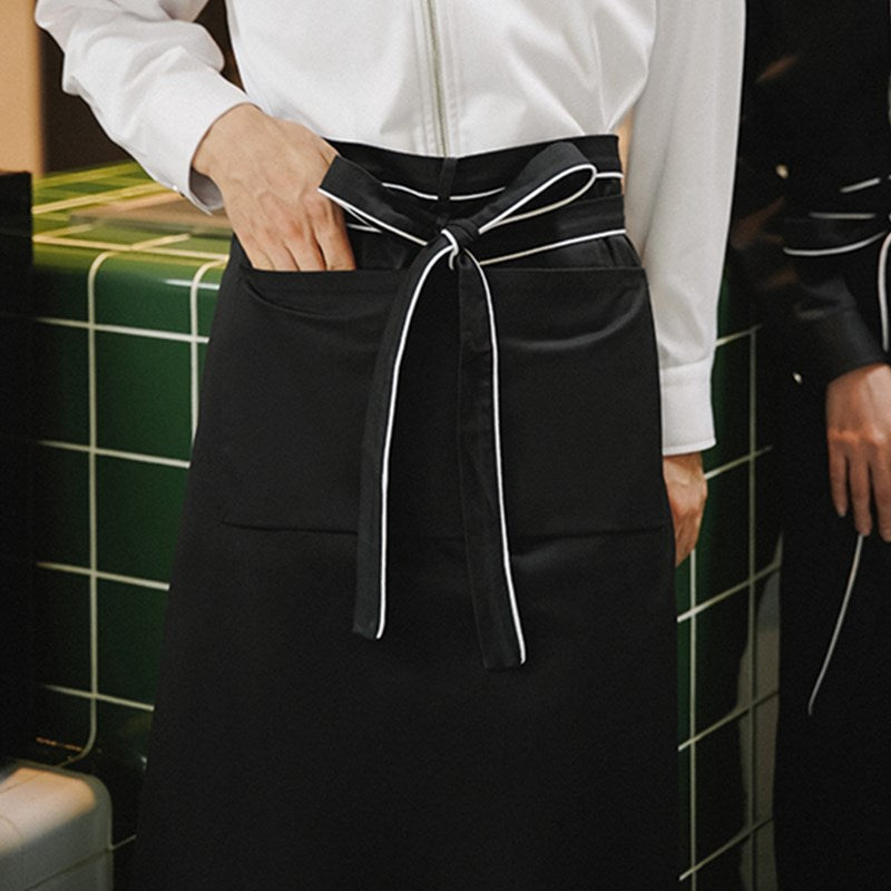 Polyester Cotton Waist Apron Black Barista Bartender Waiter Cafe Pastry Chef Uniform White Restaurant Waitress Kitchen Work Wear