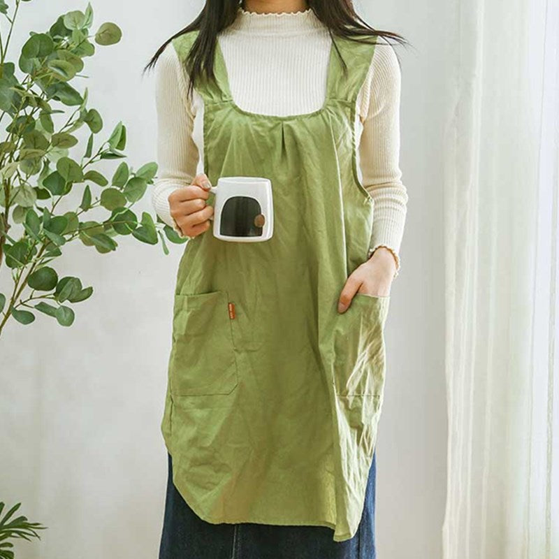 Yellow Cotton Apron Green Florist Artist Painter Crafting Workwear Waitress Cafe Barista Restaurant Pastry Chef Uniform